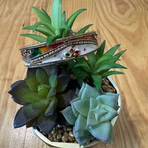 Vintage Bangle Bracelet Gold Tone Multicolored Enamel